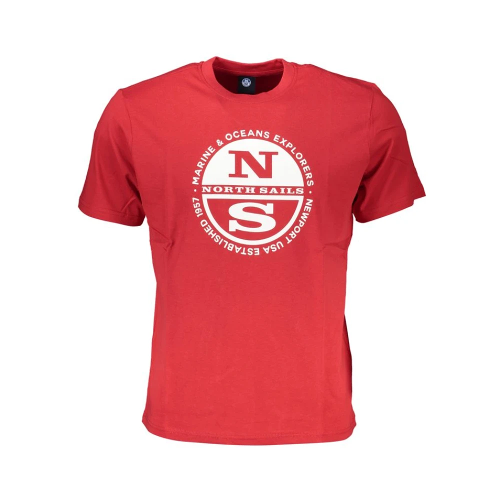 North Sails Men's Red T-Shirts, 2XL, Cotton Logo Print T-Shirt