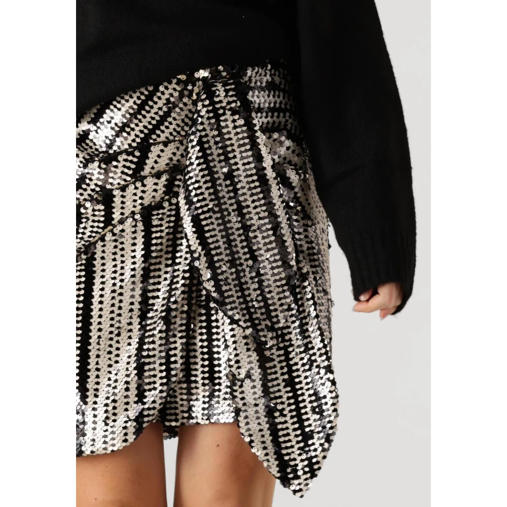 Ibana Zwart en Wit Pailletten Minirok Black Dames