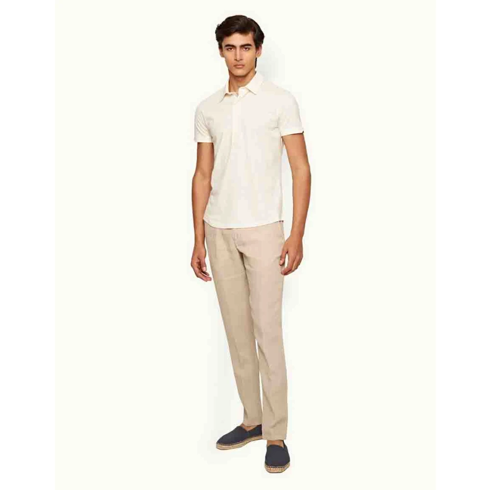 Orlebar Brown Op Maat Gemaakt Poloshirt Wit Zand Beige Heren