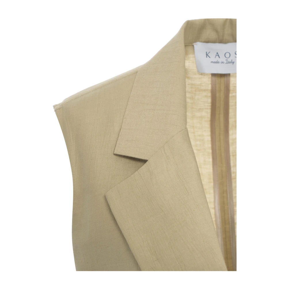 Kaos Beige Blazer met Tailleband Beige Dames