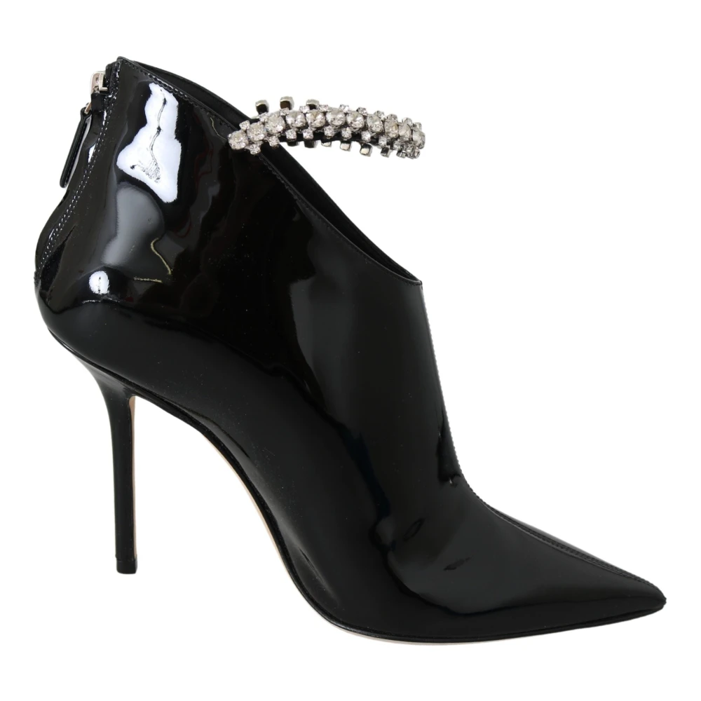 Jimmy Choo Elegant Svart Lack Stövlar med Klack Black, Dam