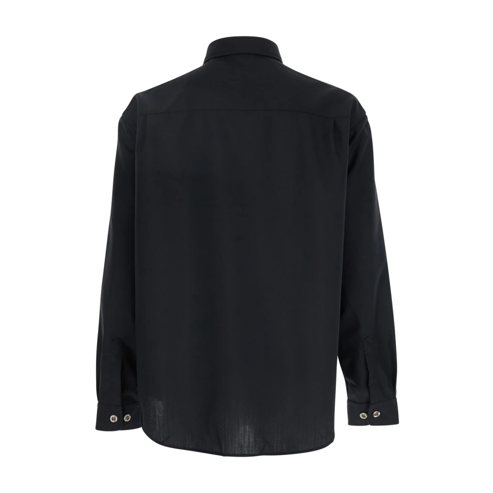Plain Units Klassiek Zwart Wolblend Overhemd Black Heren