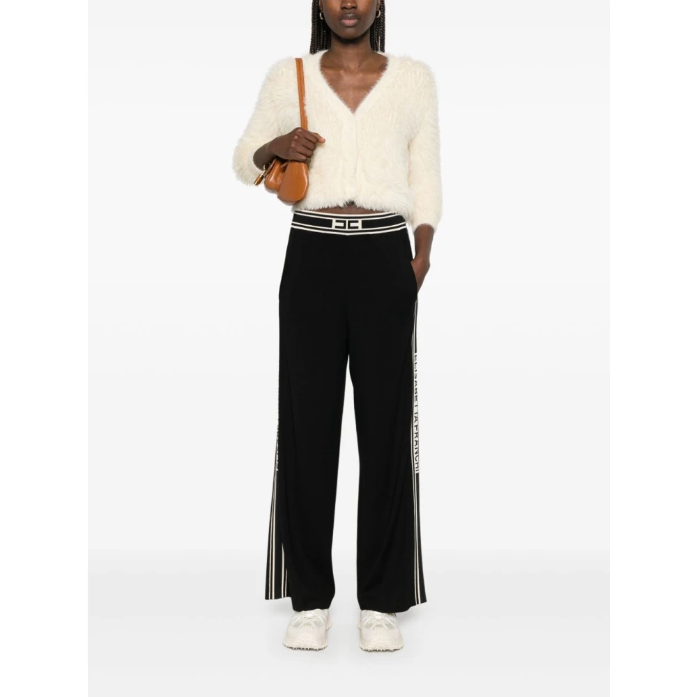 Elisabetta Franchi Zwarte broek met elastische tailleband en zakken Black Dames