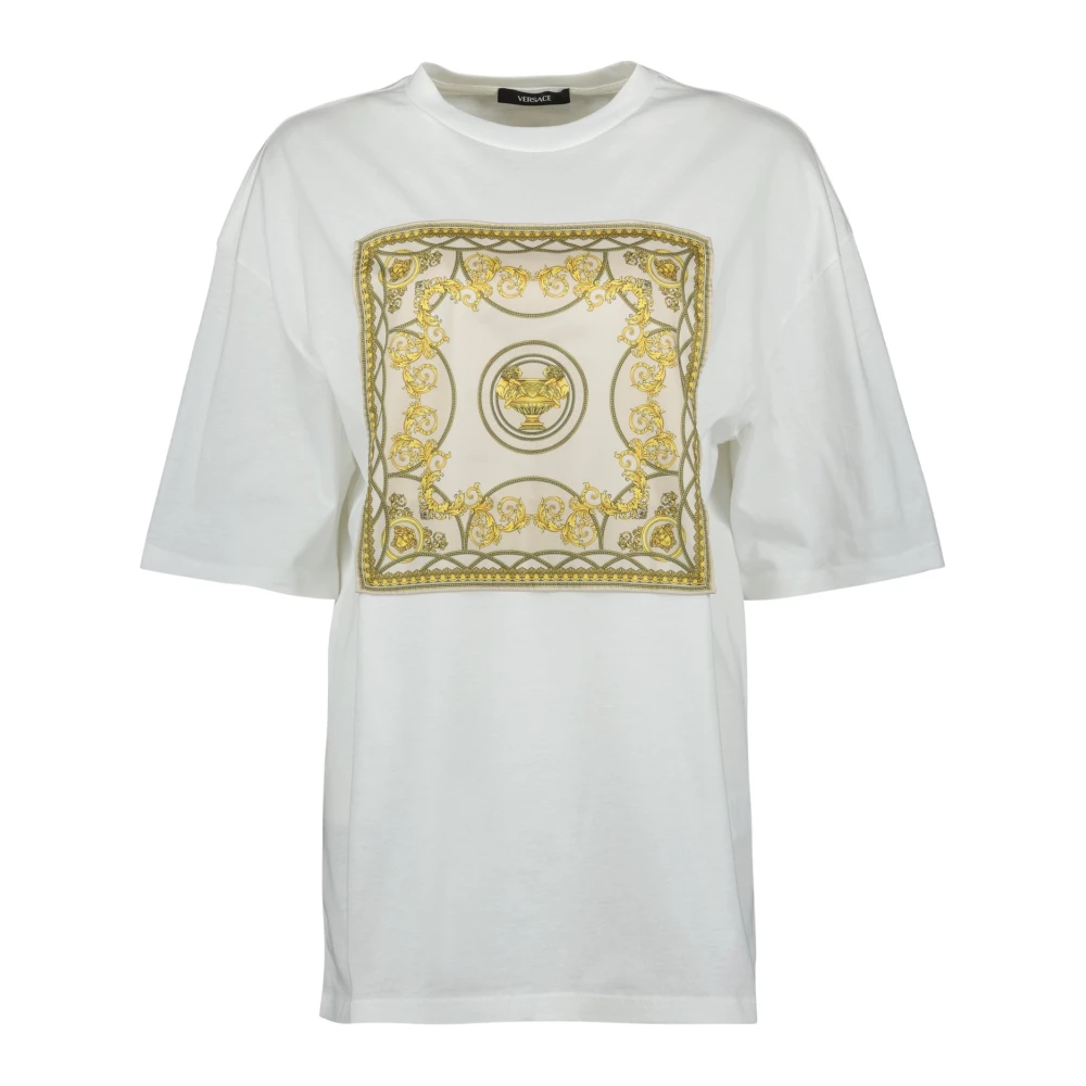 Versace Oversized Goden Snit T-shirt White Dames