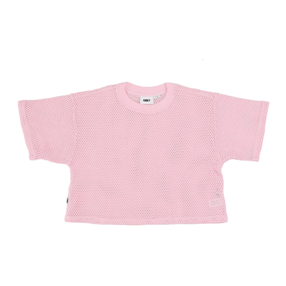 Obey Vrouw Roze Tops Dames, M, Katoen, Alex Mesh Top Tee