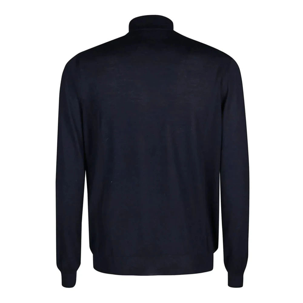 Malo Blauwe Kasjmier Trui Mock Neck Blue Heren