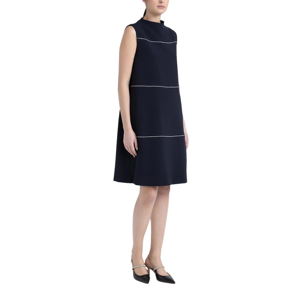 PESERICO A-lijn midi-jurk met Punto Luce Blue Dames