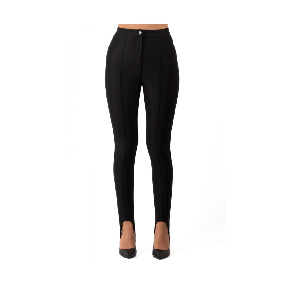 Pinko Zwarte Slim-Fit Broek met Retro-Geïnspireerde Zoom Black Dames