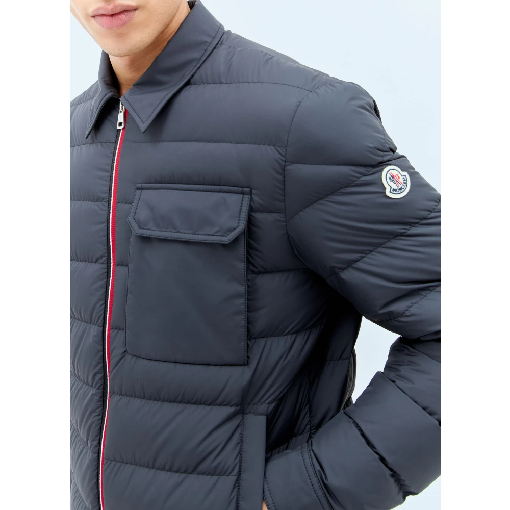 Moncler Gewatteerd Shirtjack Matte Afwerking Blue Heren