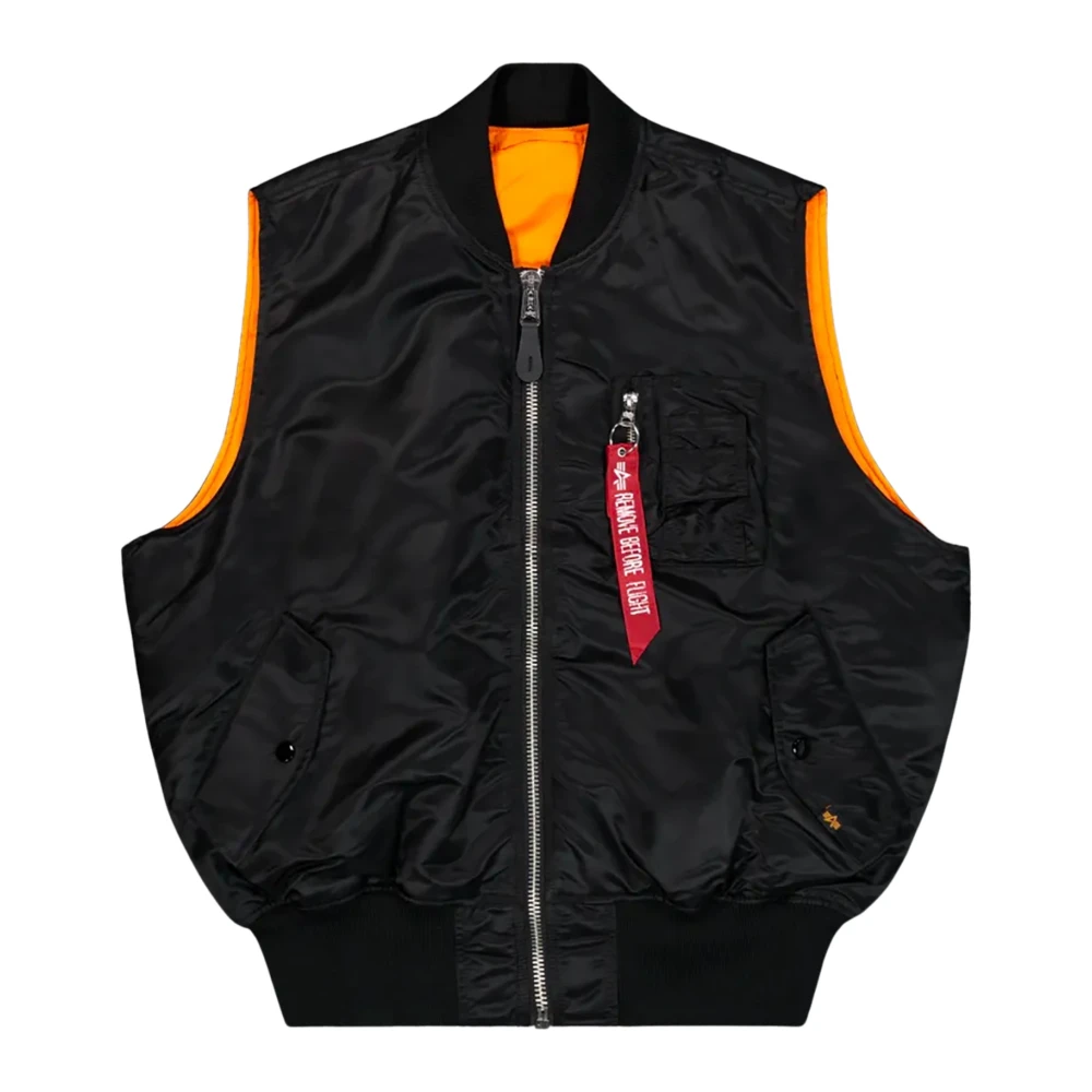 Alpha Industries Uomo Nero Gilet Stile Classico Ma-1 In