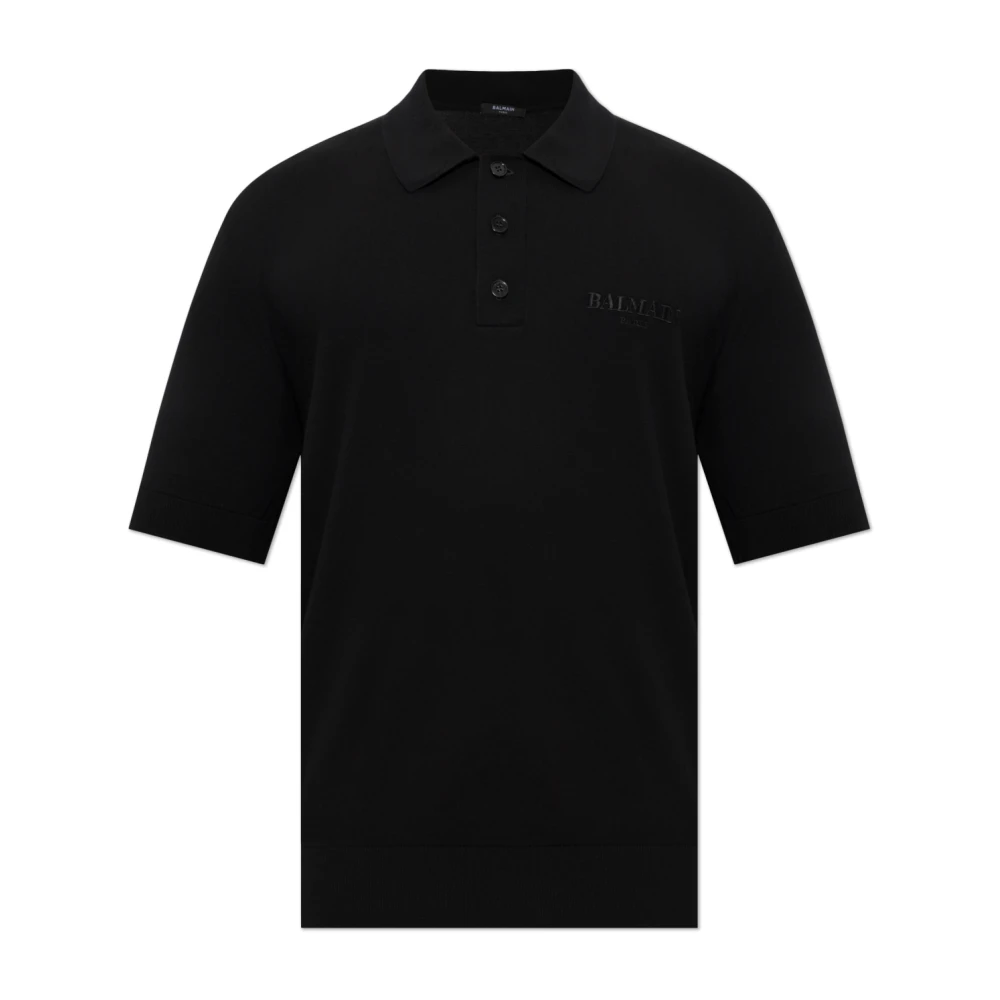 Balmain Uomo Nero Polo Vintage Ricamata - Immagine 2