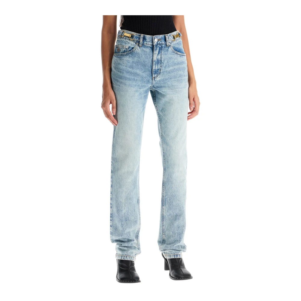 Stella Mccartney Slim Fit Jeans met Metallic Details Blue Dames