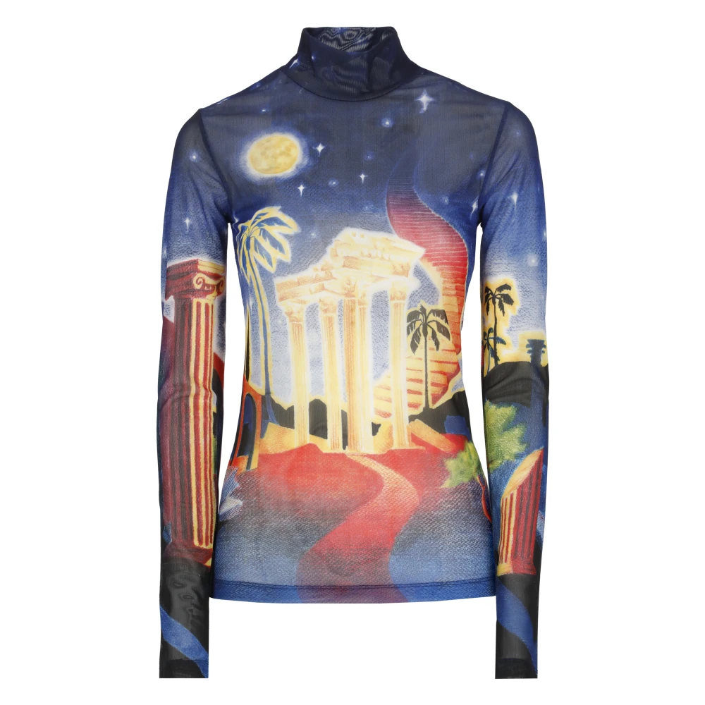 Casablanca Multicolor hoge hals lange mouw T-shirt Multicolor Dames