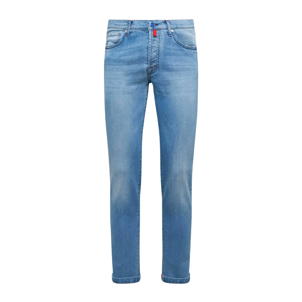 Kiton Indigo Ultra-Slim Katoenen Jeans Blue Heren