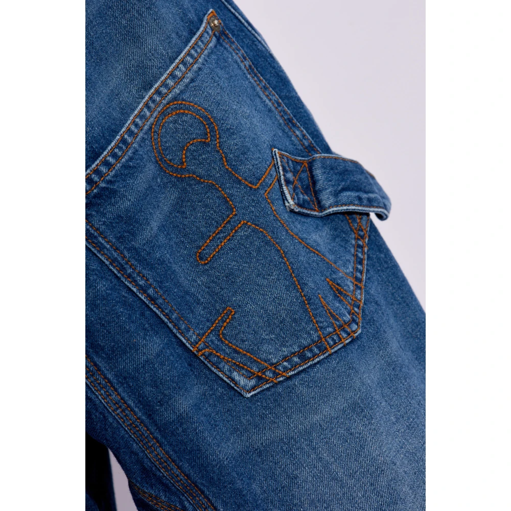 JW Anderson Denim shorts met logo Blue Dames