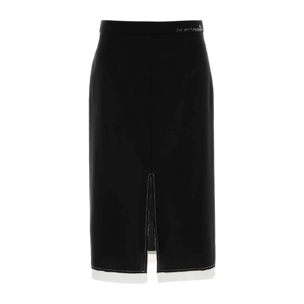 Marni Femme Noir Jupes, Taille: 36 Fr Midi Wool Skirt