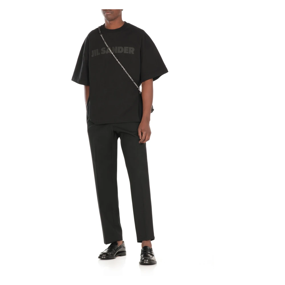 Jil Sander Zwart Katoenen Crew Neck T-shirt Black Heren