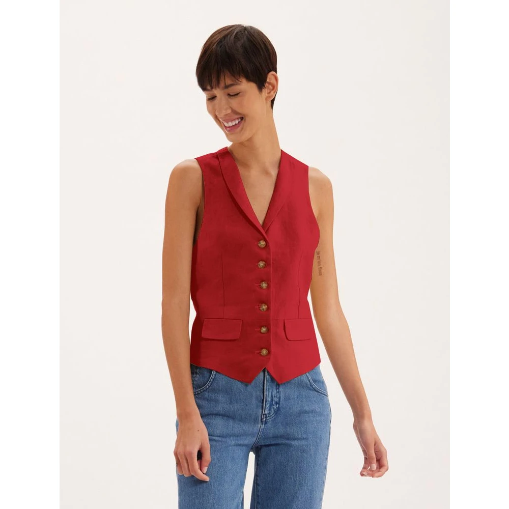 Ines De La Fressange Paris Robinson framboos linnen vest Pink Dames