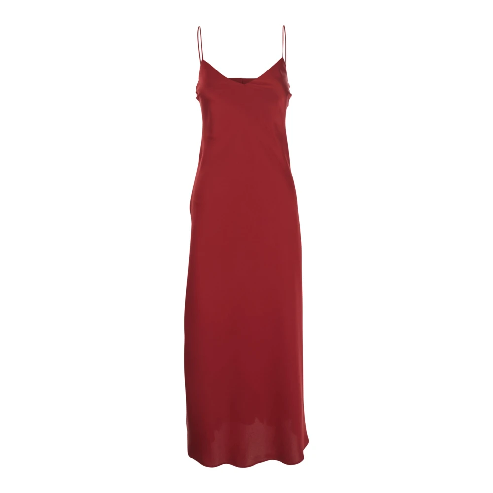 Plain Units Bordeaux Jurk met Dunne Bandjes in Stof Vrouw Red Dames