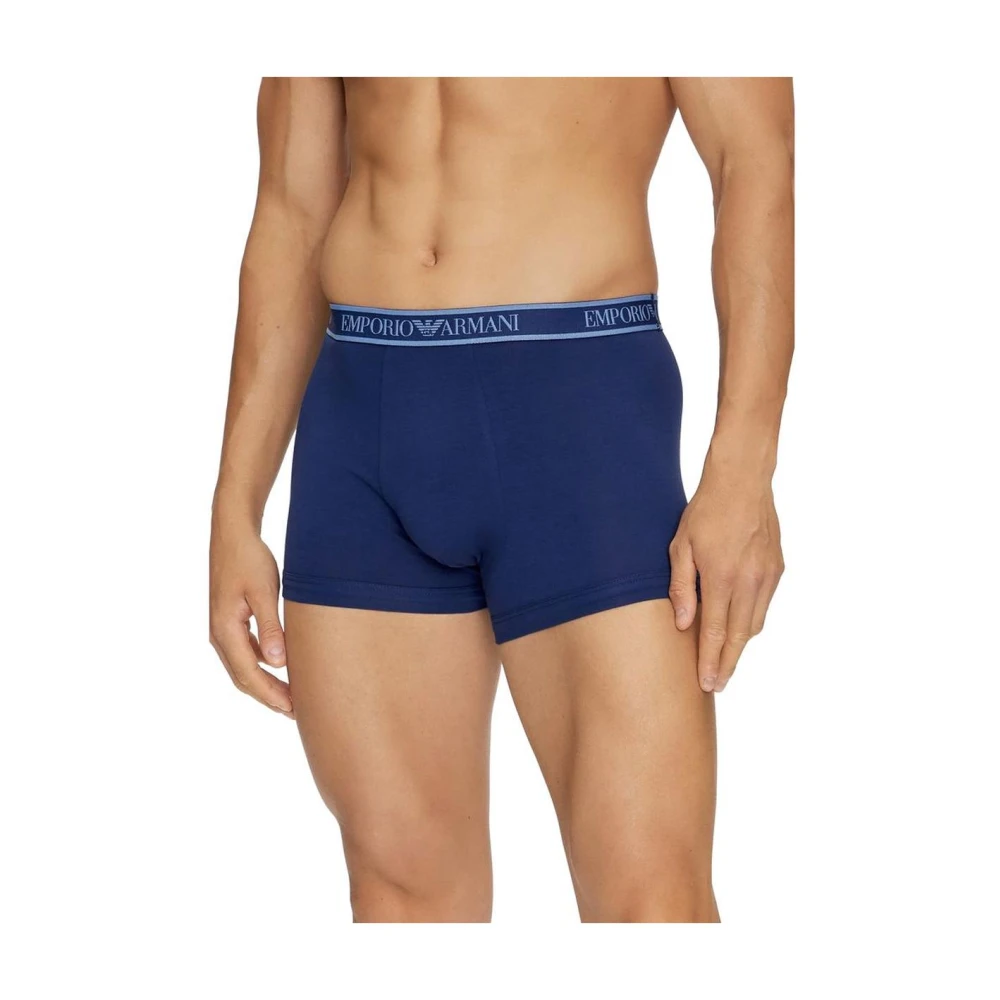 Emporio Armani Blauwe Katoenen Boxershorts Ondergoedcollectie Blue Heren