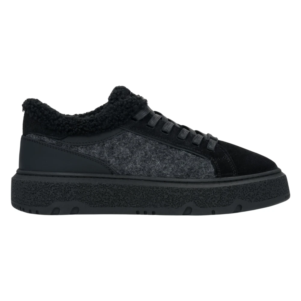Estro Black Sneakers, Female, 3 Uk, Women's Fur Lined Winter Trainers Made Of Genuine Velour Er00116062