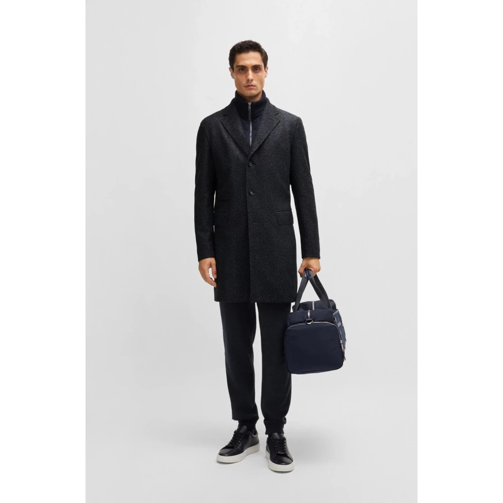 Hugo Boss Slim-fit visgraatjas met afneembare voering Blue Heren