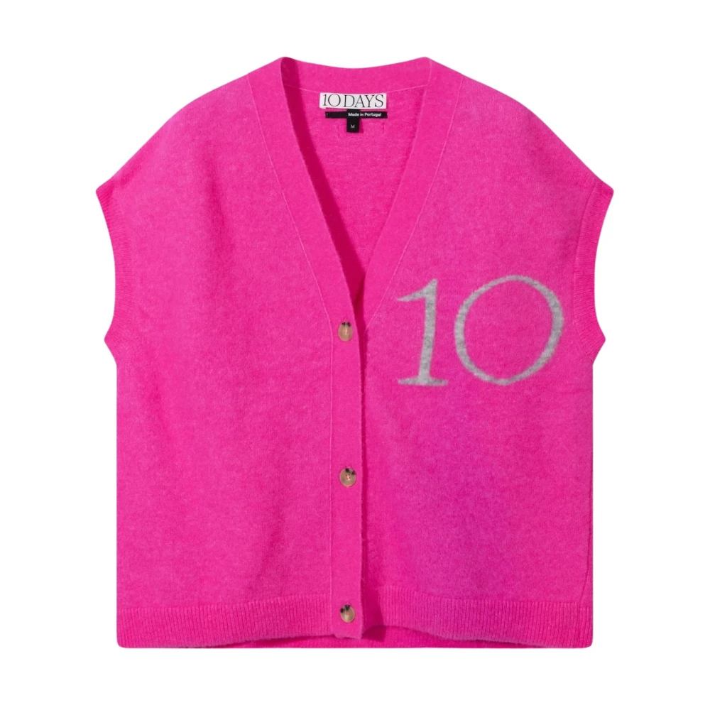 10Days Roze Oversized Gebreid Vest Pink Dames