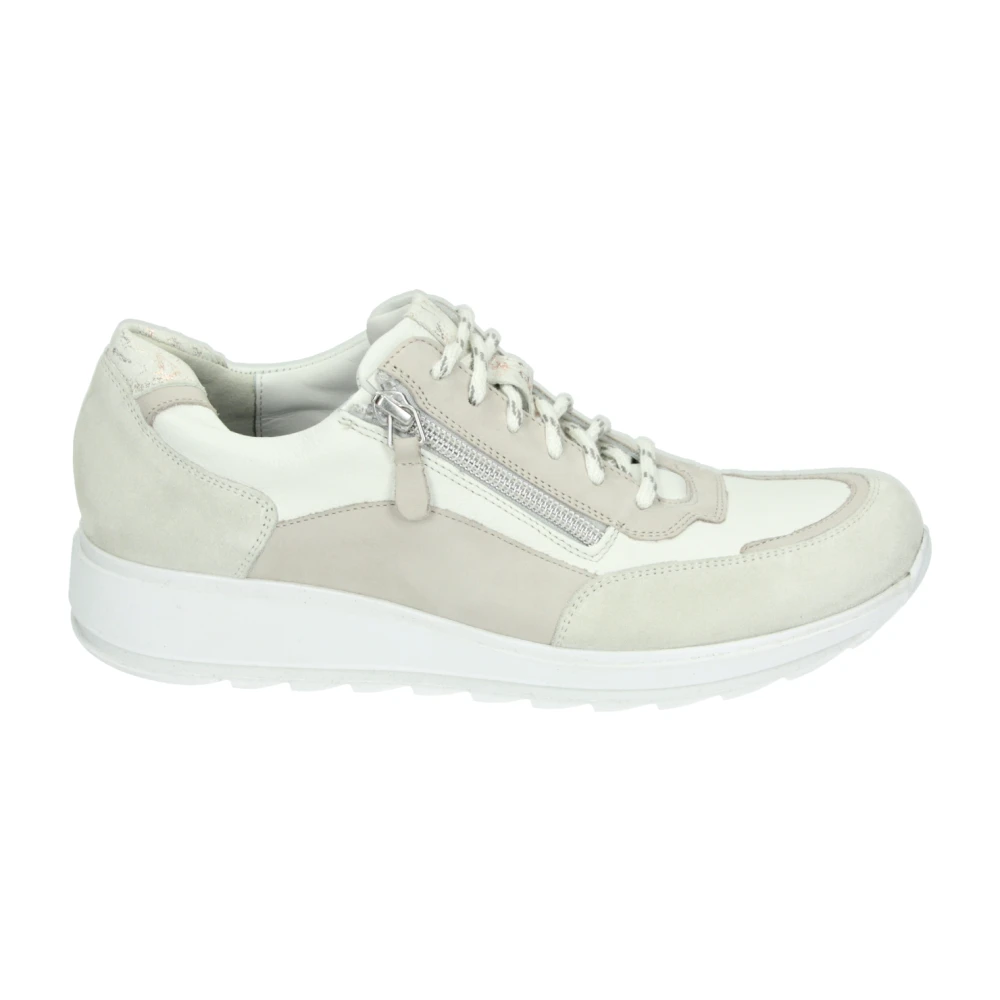 Durea Sportieve Lage Damesschoenen Dessin Dames Schoenen Beige