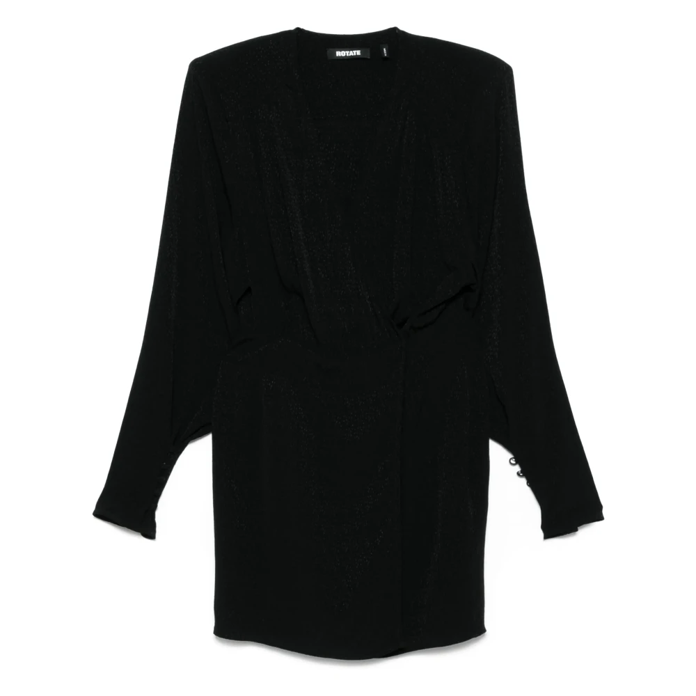 Rotate Birger Christensen Zwart Bloemendetail V-Hals Jurk Black Dames