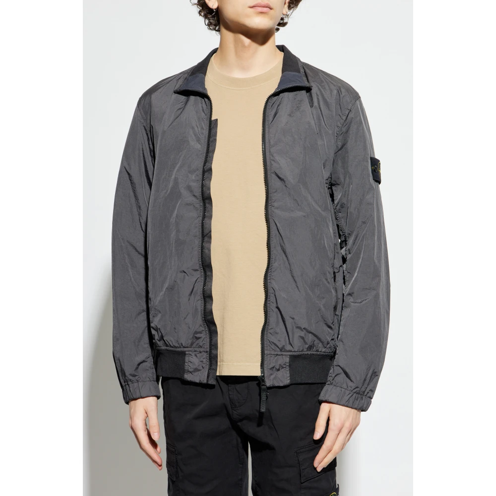 Stone Island Lichtgewicht jas met logo Gray Heren