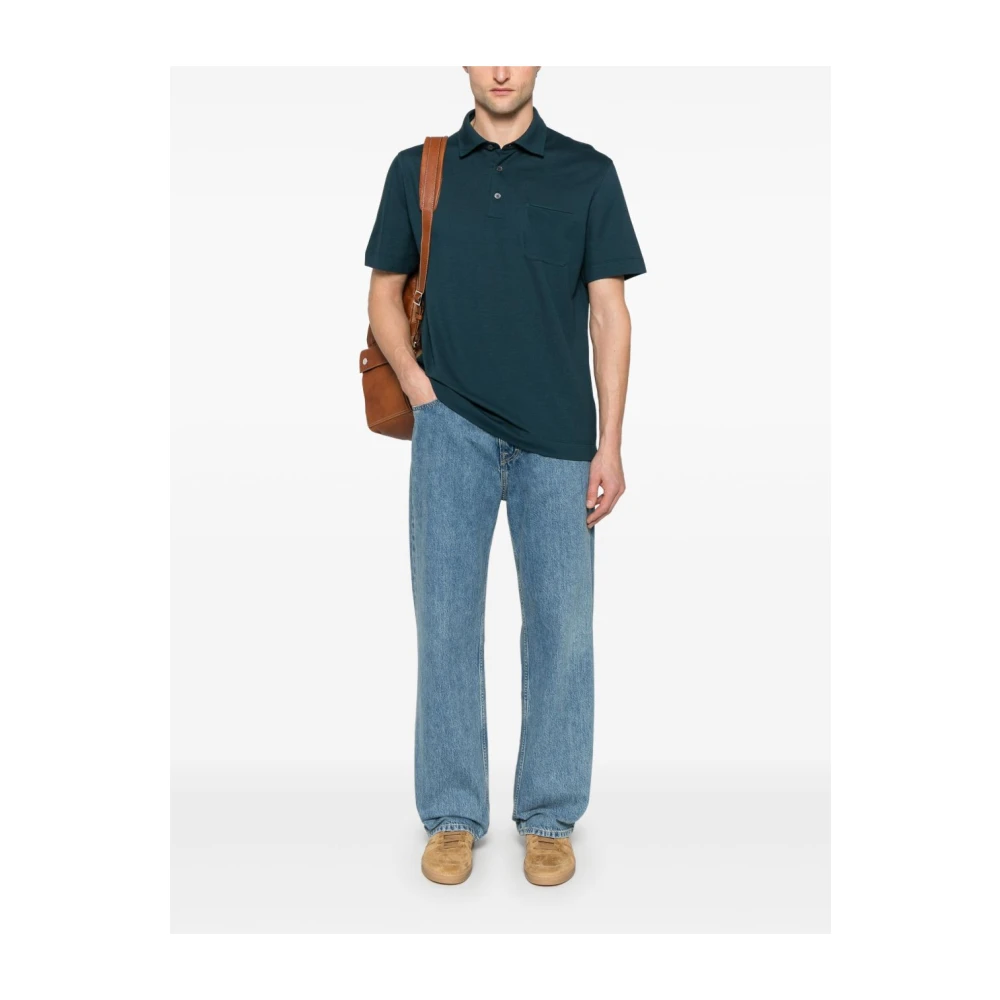 Ermenegildo Zegna Blauw Poloshirt met Borstzak Blue Heren
