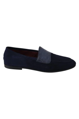 Blå Suede Caiman Loafers Tofflor Skor