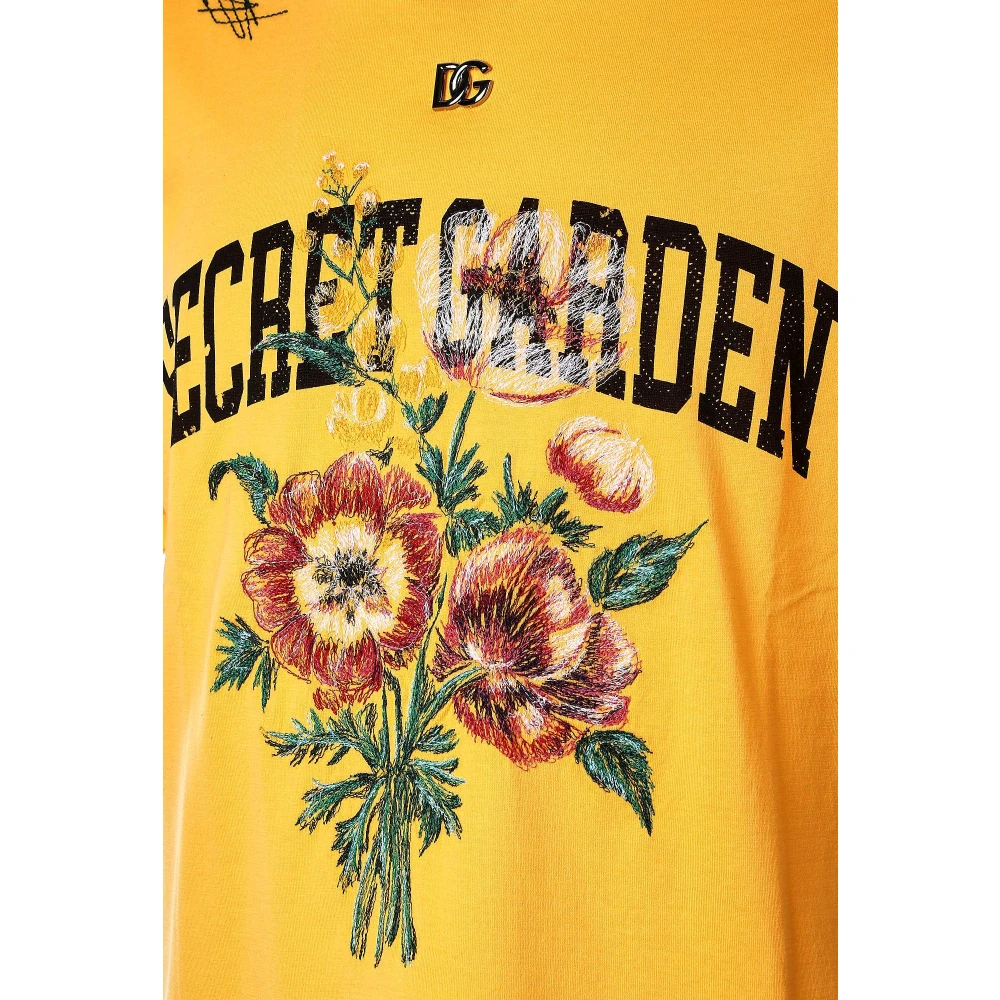Dolce & Gabbana Mannen Secret Garden T-shirt Yellow Heren