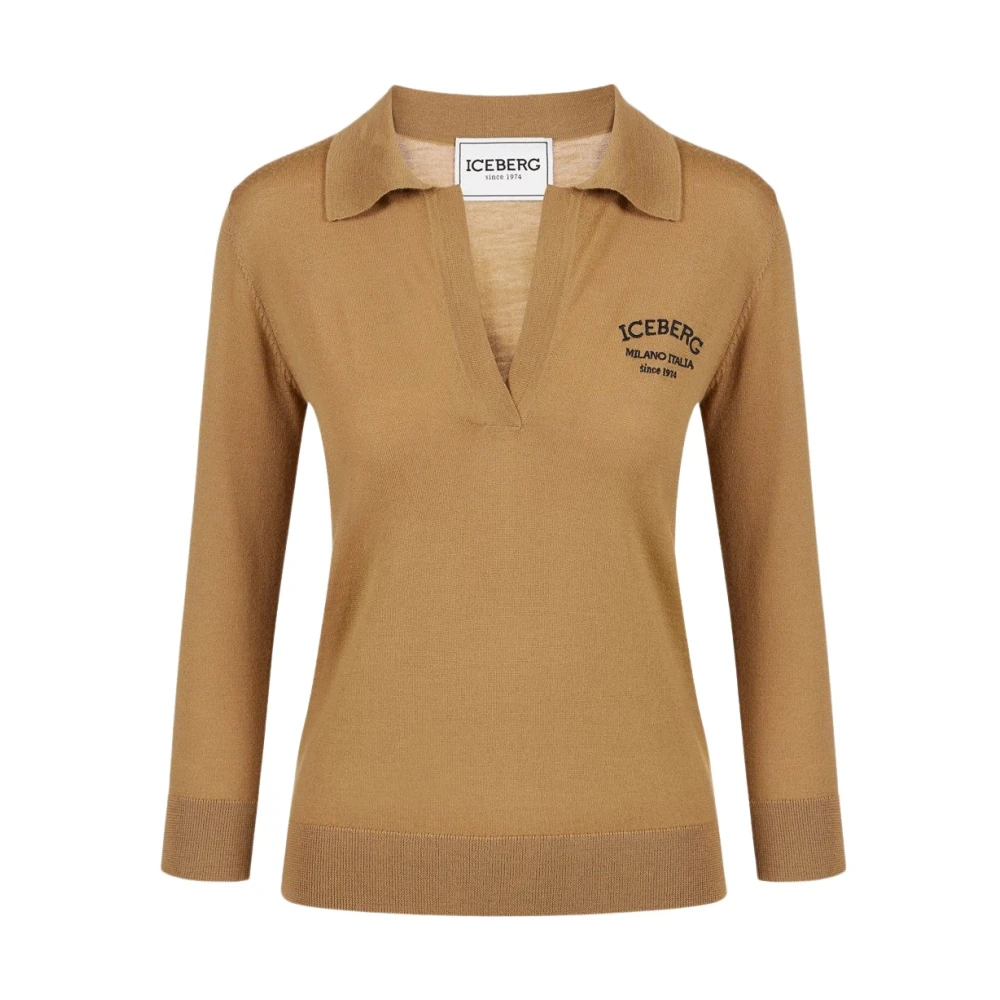 Iceberg Wollen polotrui met ijsbergborduursel Beige Dames