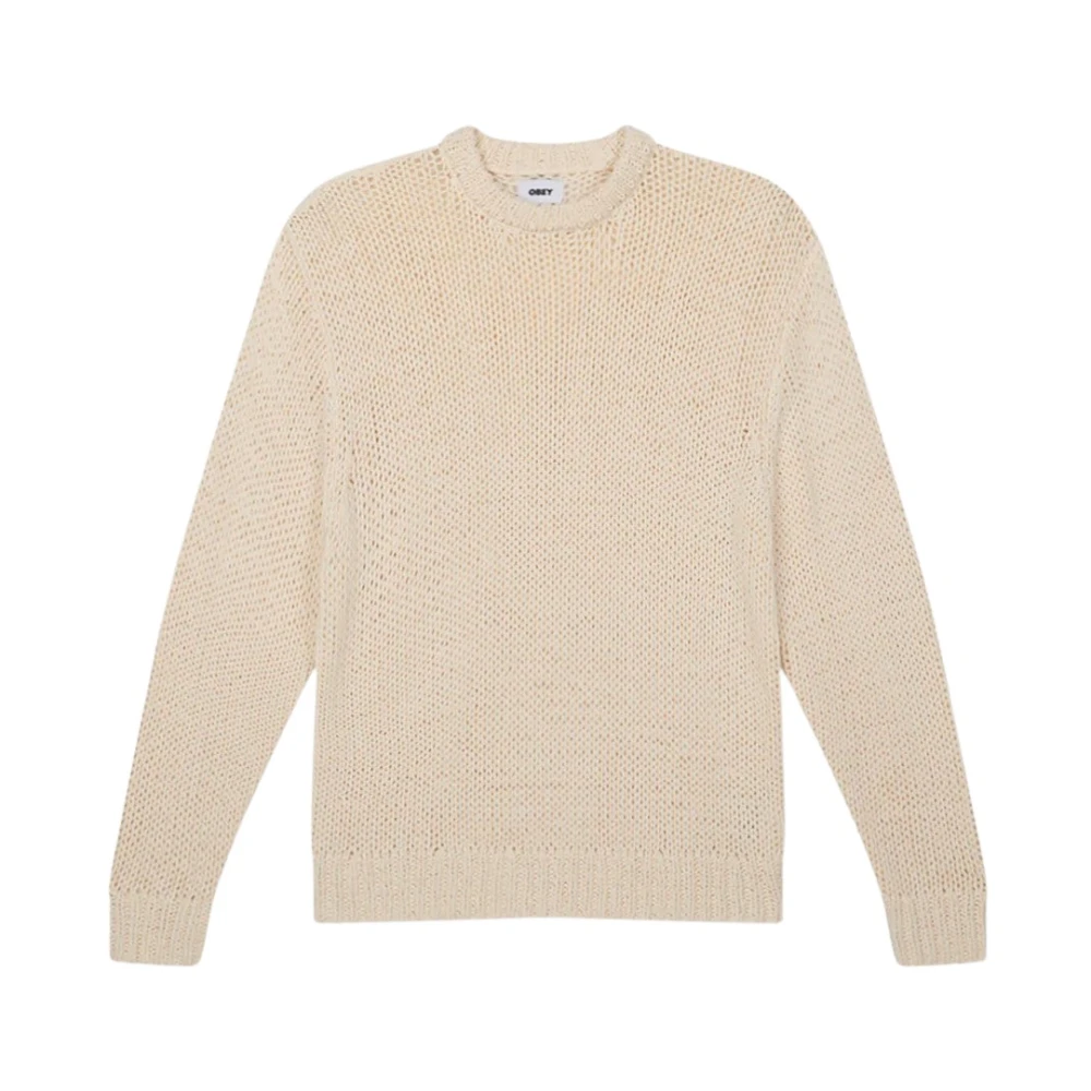 Obey Men's Beige Luxury Open Knit Jumper