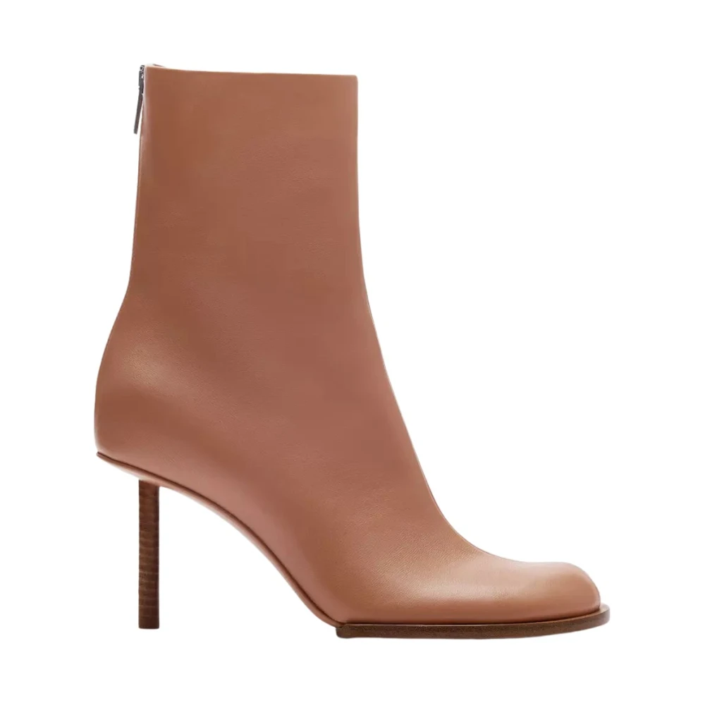 Jacquemus Beige Heeled Boots, Female, 6 Uk, Ankle Boots Rond Carre