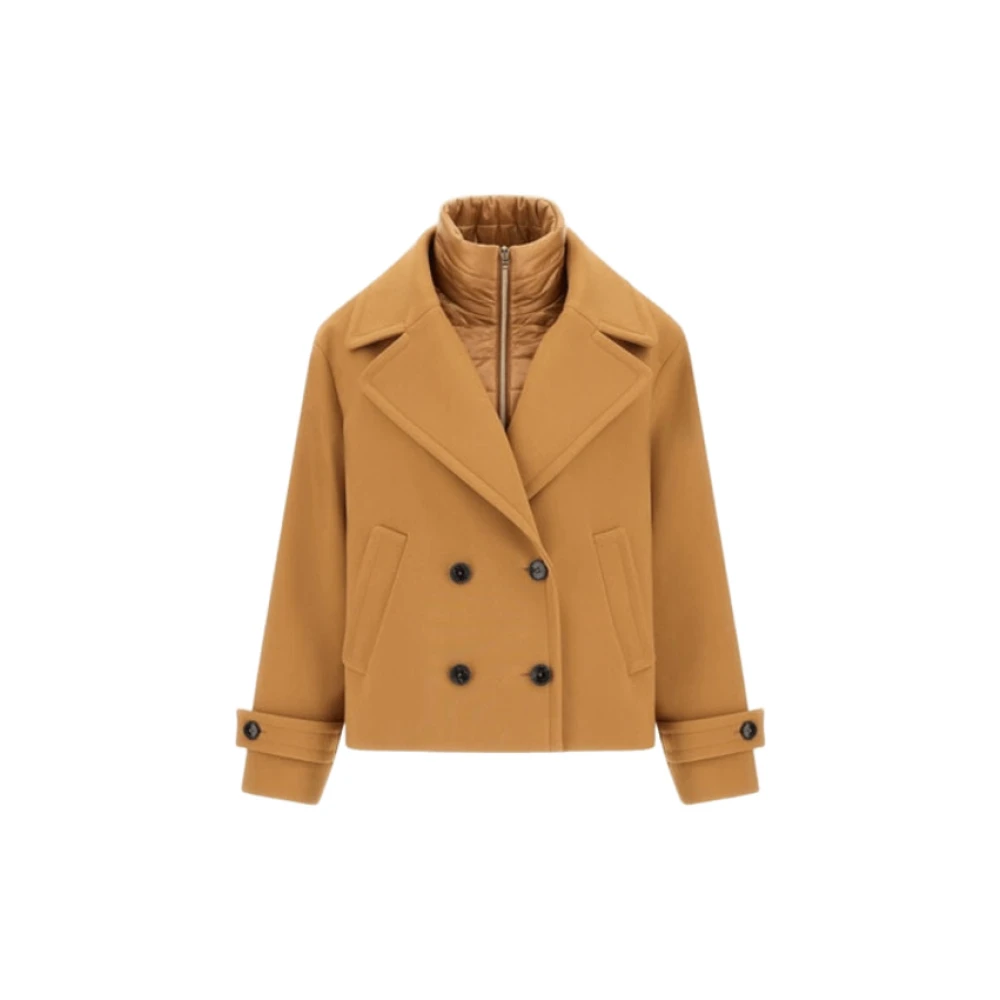Herno Vrouw Bruin 2 Layer Scuba And Nylon Ultralight Peacoat