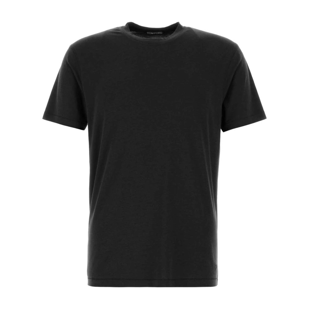 Tom Ford Black T-Shirts, Male, Xl, Lyocell Cotton Crew Neck T-Shirt