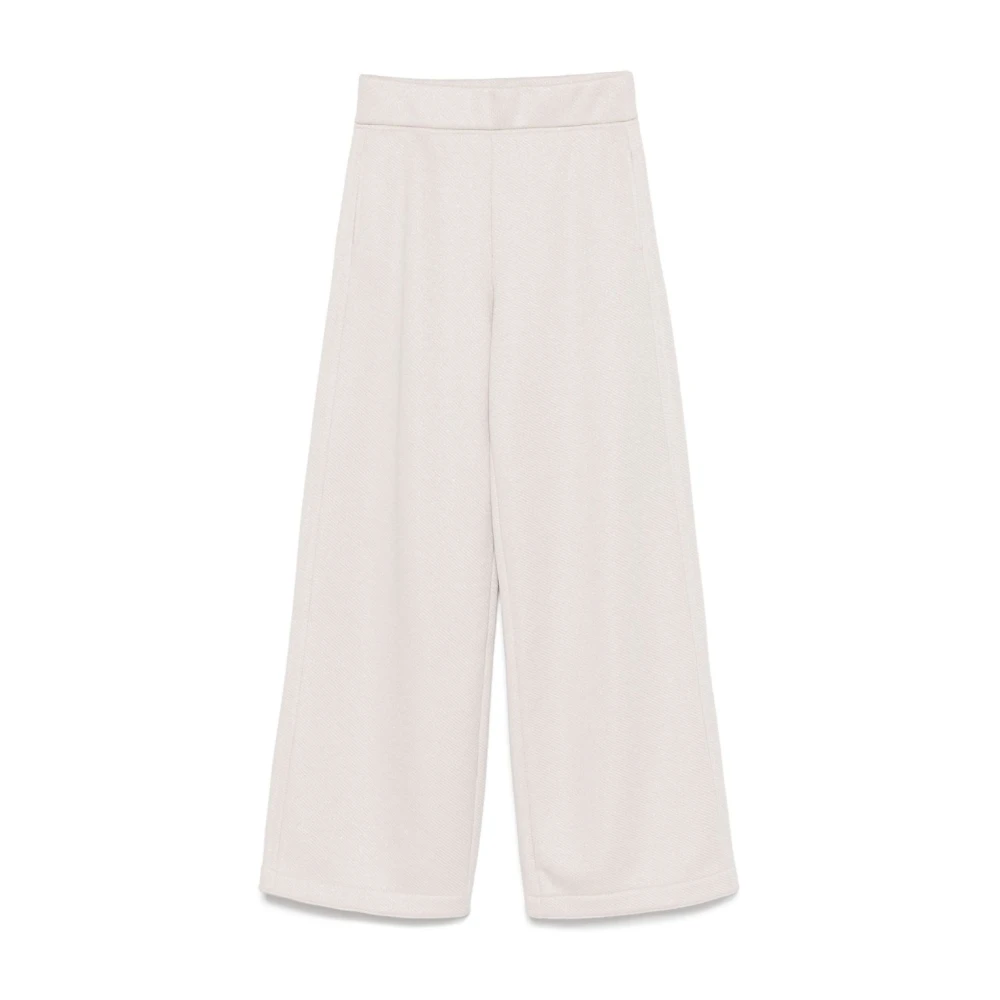 Max Mara Beige Broek met Elastische Tailleband en Lurex Details Beige Dames