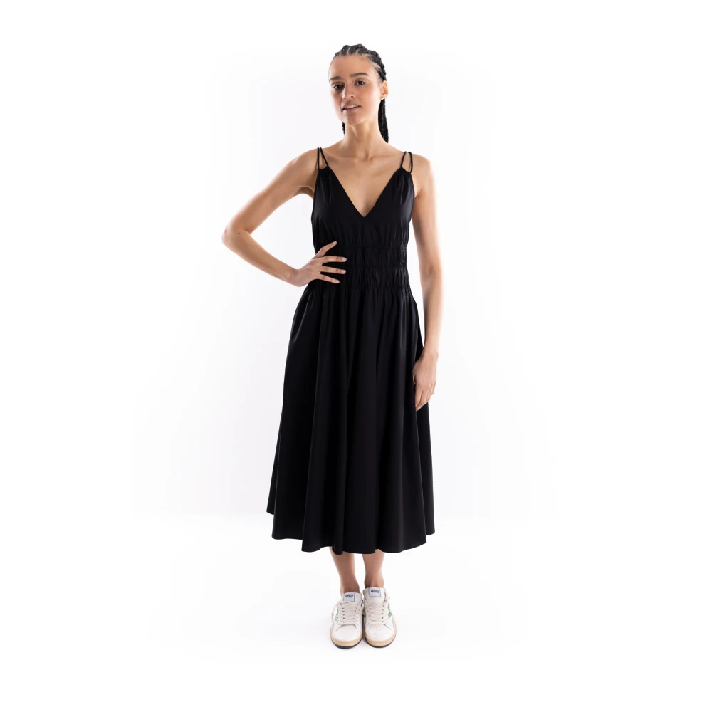 Pinko Femme Noir - Robe Longue Sans Manches En Popeline - Robes - Taille: 42 Fr