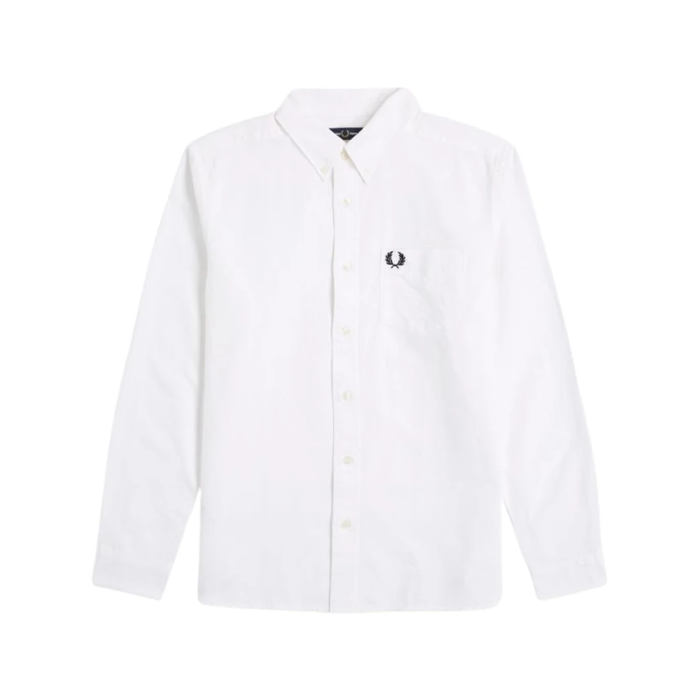 Fred Perry Men's White Striped Long Sleeve Cotton Shirt - Casual Shirts - Xl - Shirts