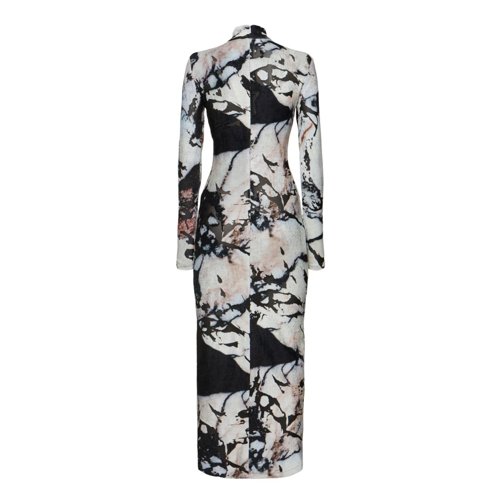Roberto Cavalli Marmerprint Maxi Jurk Zwart Multicolor Dames