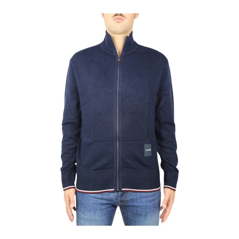 Tommy Hilfiger Monotype GS Geribbelde Rits Cardigan Blue Heren