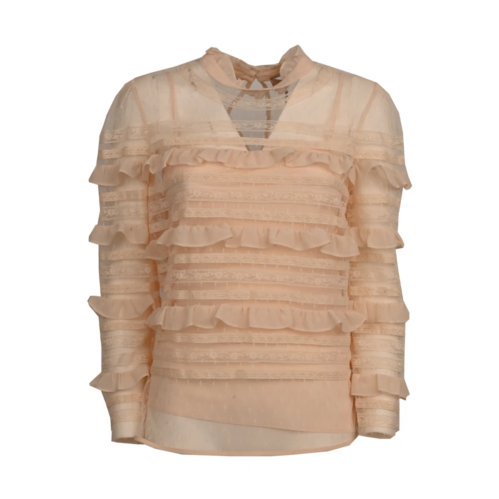 Twinset Tule Plumetis Top met Ruches White Dames