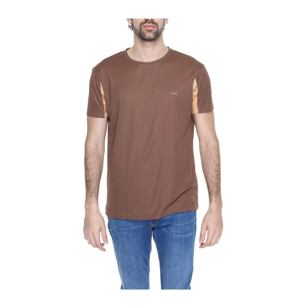 Alviero Martini 1a Classe Bruine Viscose Blend T-shirt Lente Zomer Brown Heren