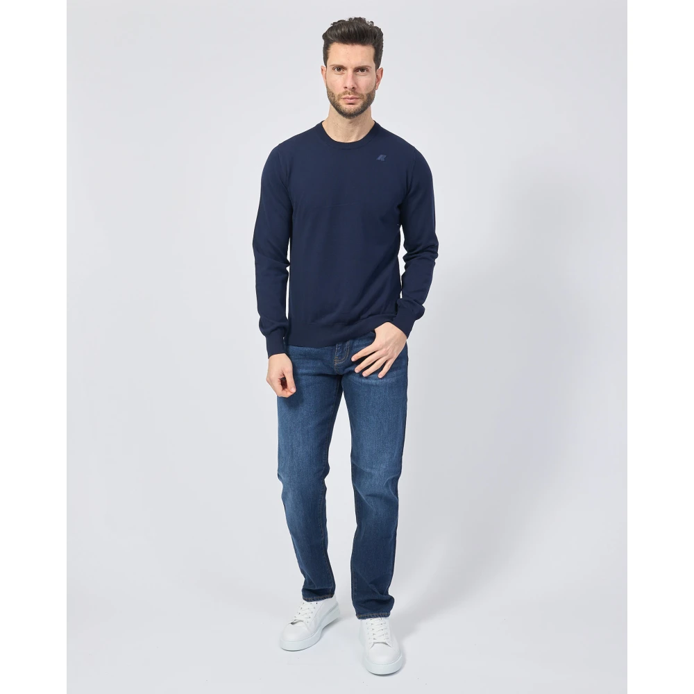 K-way Blauwe Crew Neck Sweater Blue Heren