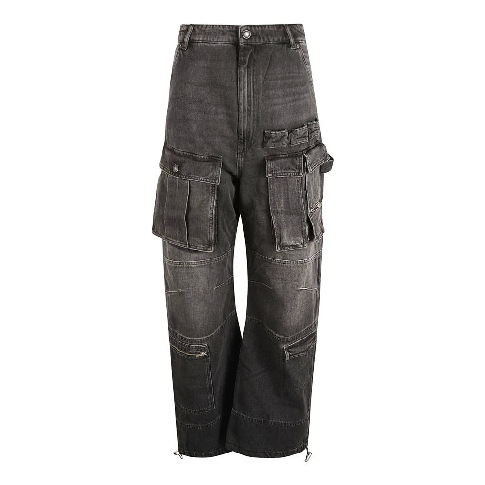 SPORTMAX Cargo Pocket Wide Leg Zwarte Jeans Black Dames