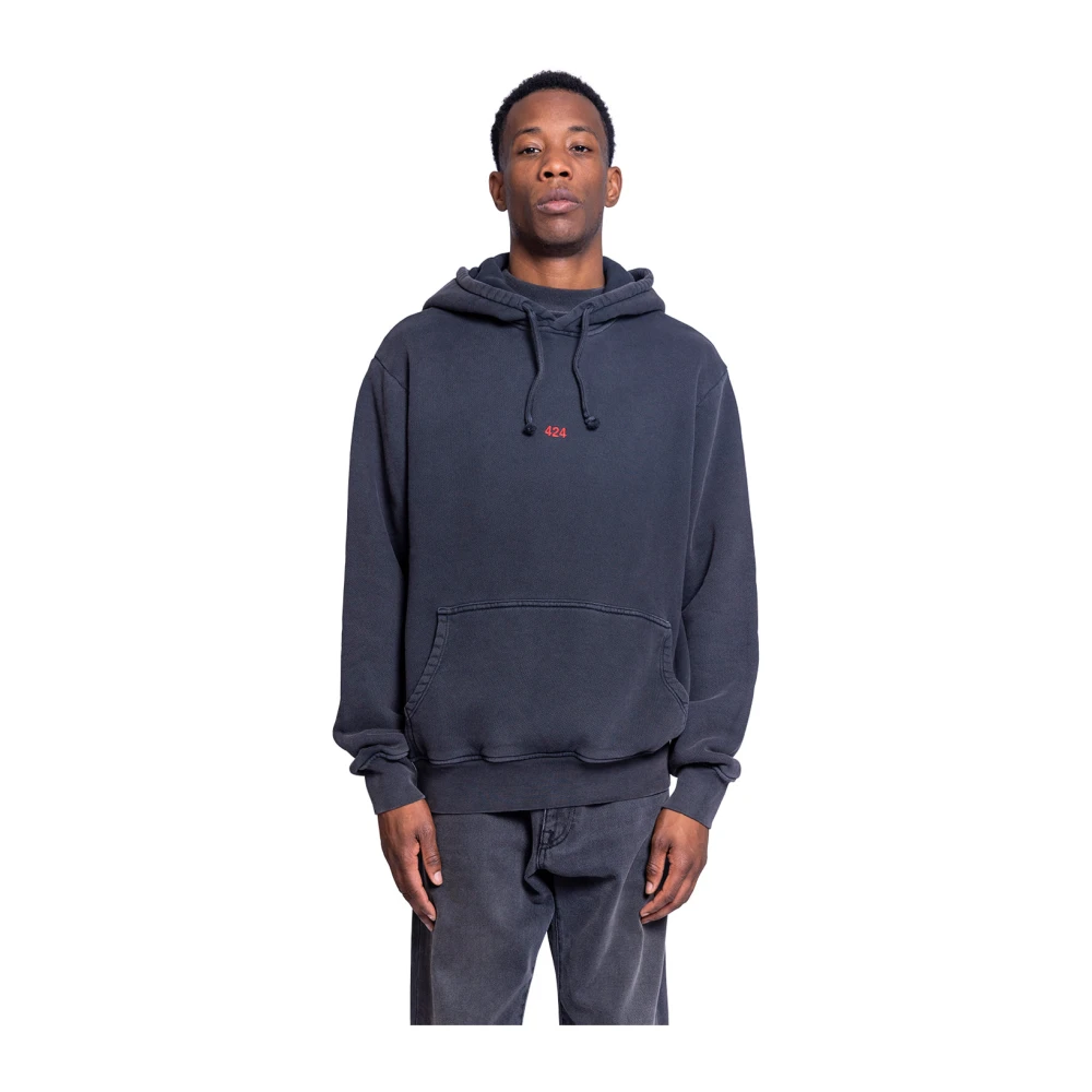 424 Zwarte Alias Hoodie met Trekkoord Capuchon Black Heren