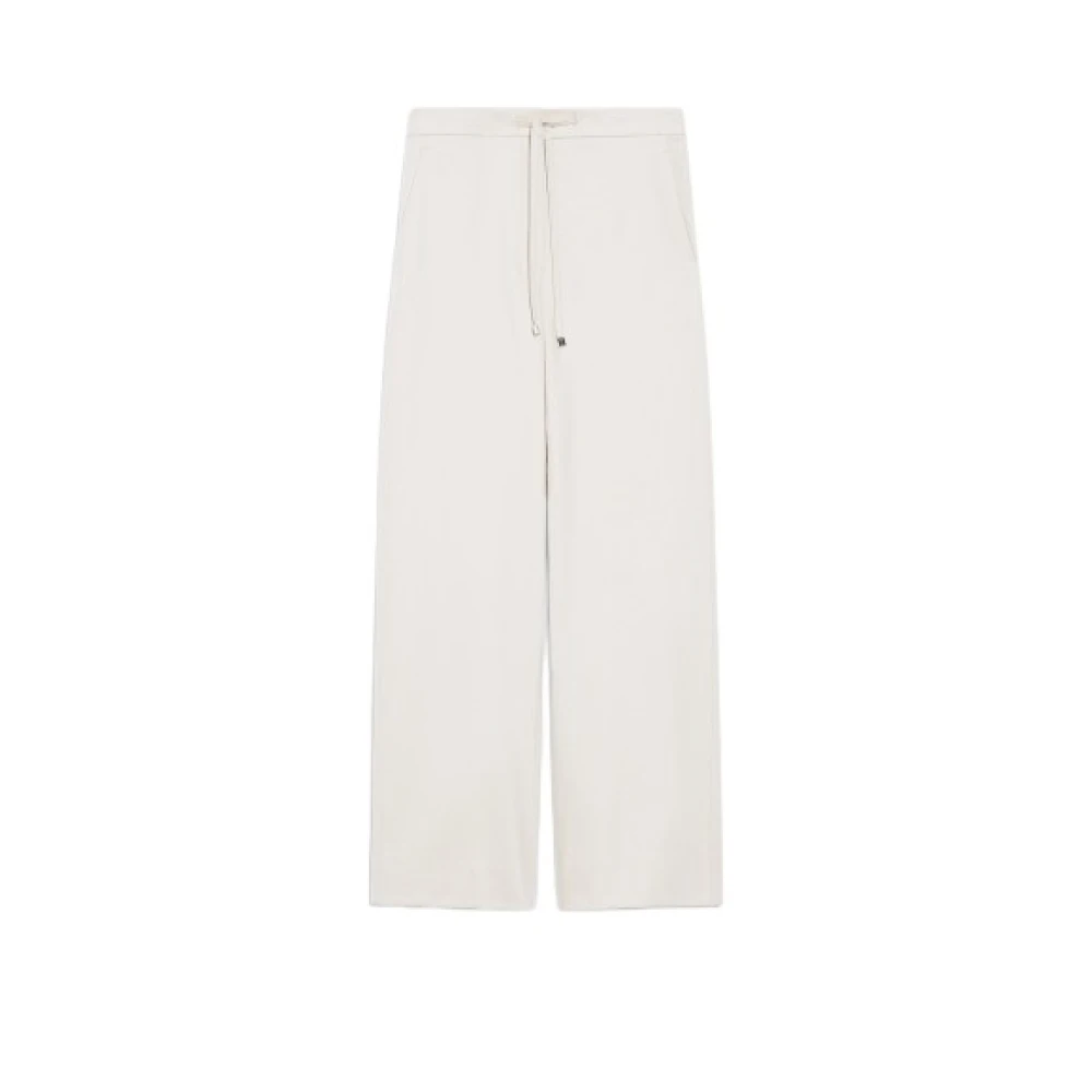 Max Mara Warme Wol Flanellen Jogger Broek White Dames