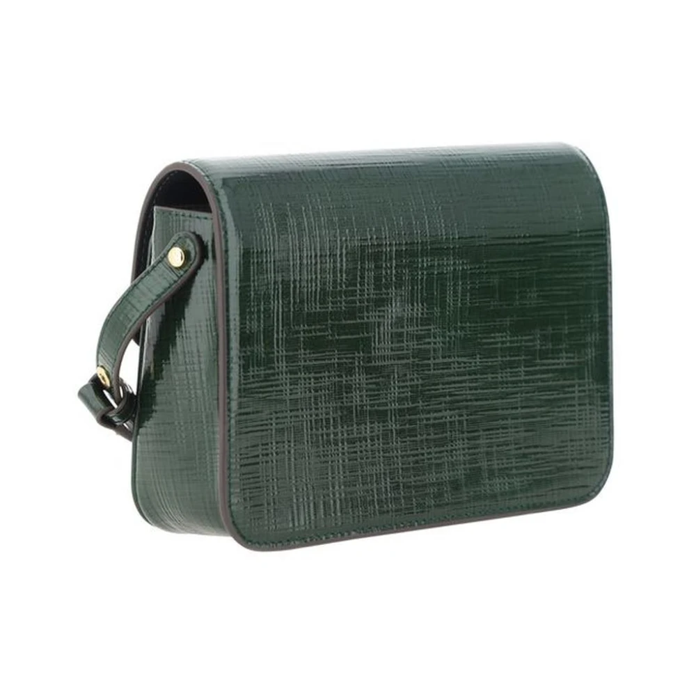 TORY BURCH Leren schoudertas met voorflap Green Dames